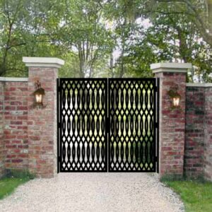 Geometric Laser Cut Metal Gate-Diamond Weave with Oval Flow | Designer Entrance Gate | Made in Canada