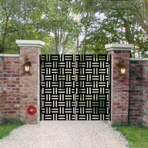 Modern Interlock Pattern Laser Cut Steel Gate-Contemporary Entry Design