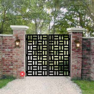Gridline Fusion Laser Cut Gate-Sleek Steel Entry with a Balanced Layout