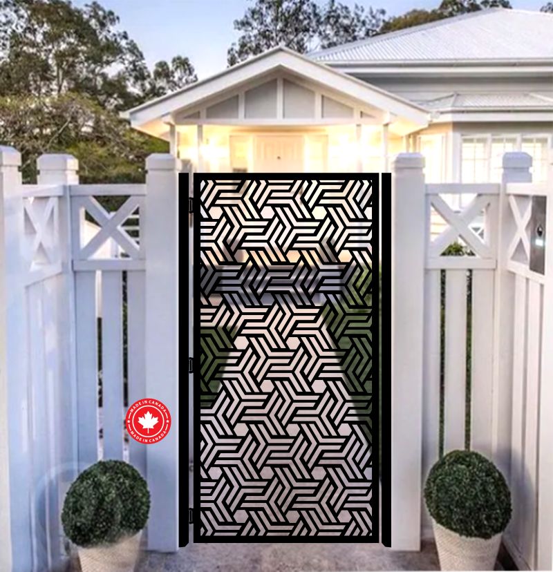 Geometric Laser-Cut Steel Entry Gate-Decorative Privacy Gate for Modern Homes - Image 3