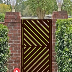 Steel Stripe Shaped Privacy Gate-Laser-Cut Panel for Modern Entryways