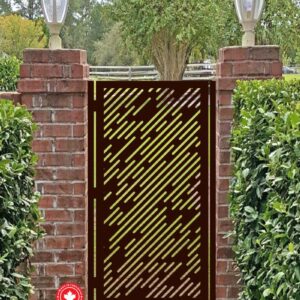Modern Sleek Line Laser-Cut Steel Gate-Custom Driveway & Entry Gate | Made in Canada