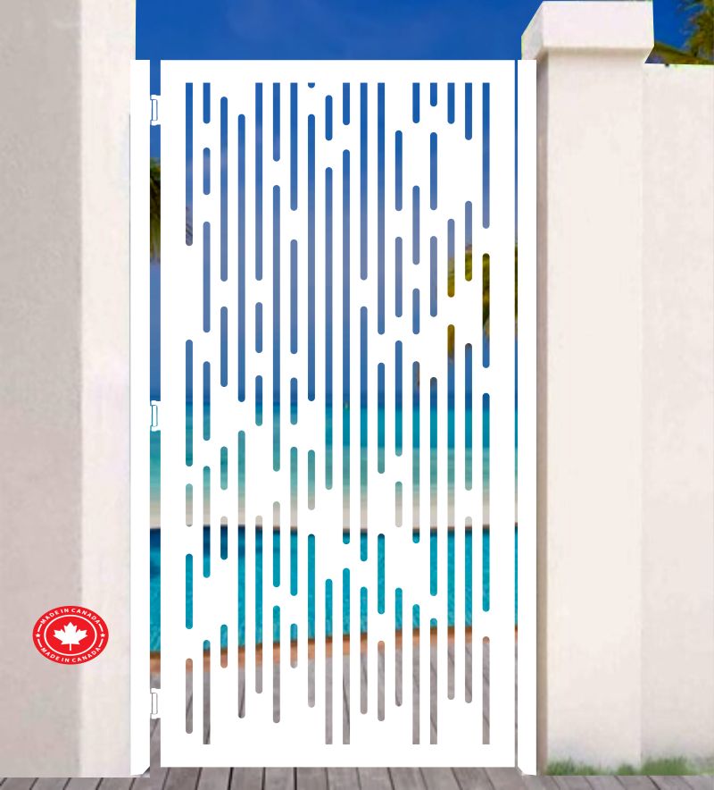 Modern Sleek Line Laser-Cut Steel Gate-Custom Driveway & Entry Gate | Made in Canada - Image 12