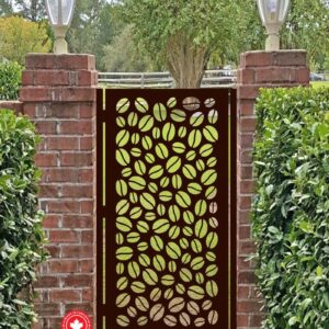 Nature-Inspired Laser Cut Leaf Gate-Decorative Steel Entry Gate | Black Powder Coated | Made in Canada