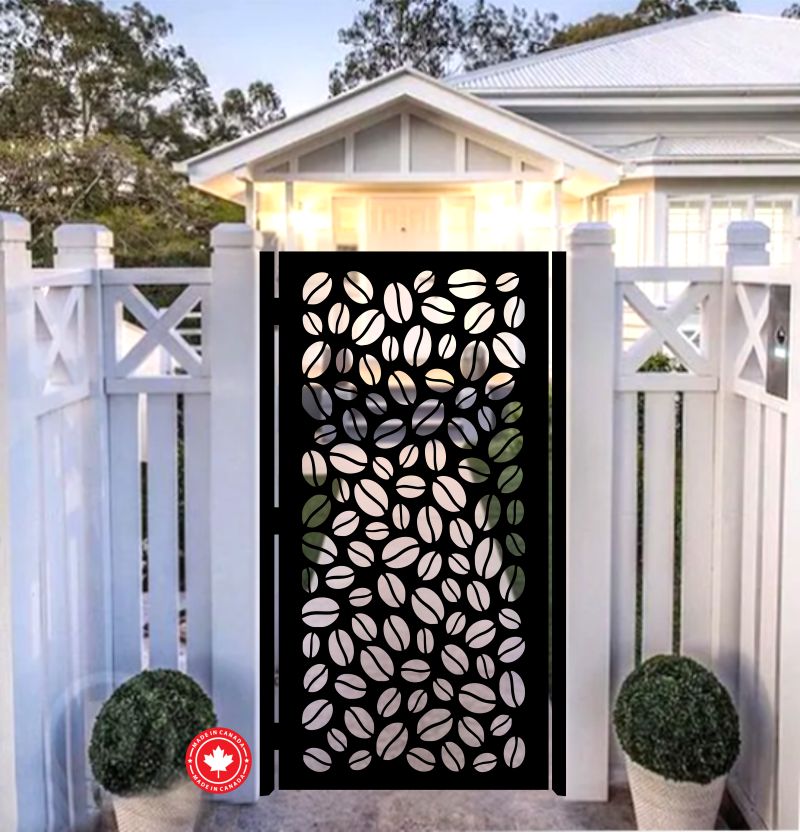 Nature-Inspired Laser Cut Leaf Gate-Decorative Steel Entry Gate | Black Powder Coated | Made in Canada - Image 3