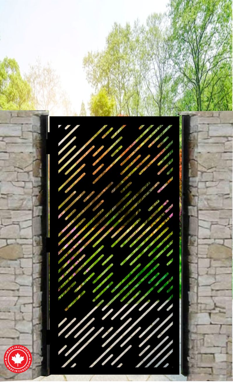 Modern Sleek Line Laser-Cut Steel Gate-Custom Driveway & Entry Gate | Made in Canada - Image 4