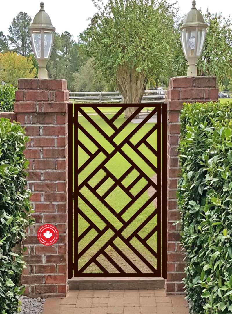 Geometric Weave Steel Entry Gate-Vertical Variant