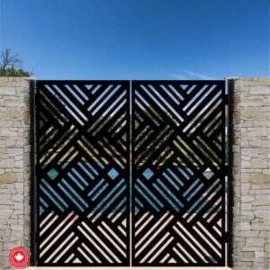 Geometric Weave Steel Entry Gate-Mixed Pattern Variant