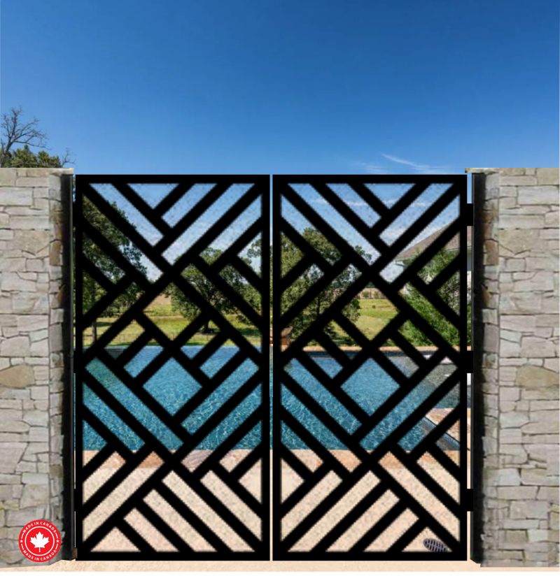 Geometric Weave Steel Entry Gate-Diamond Focus Variant