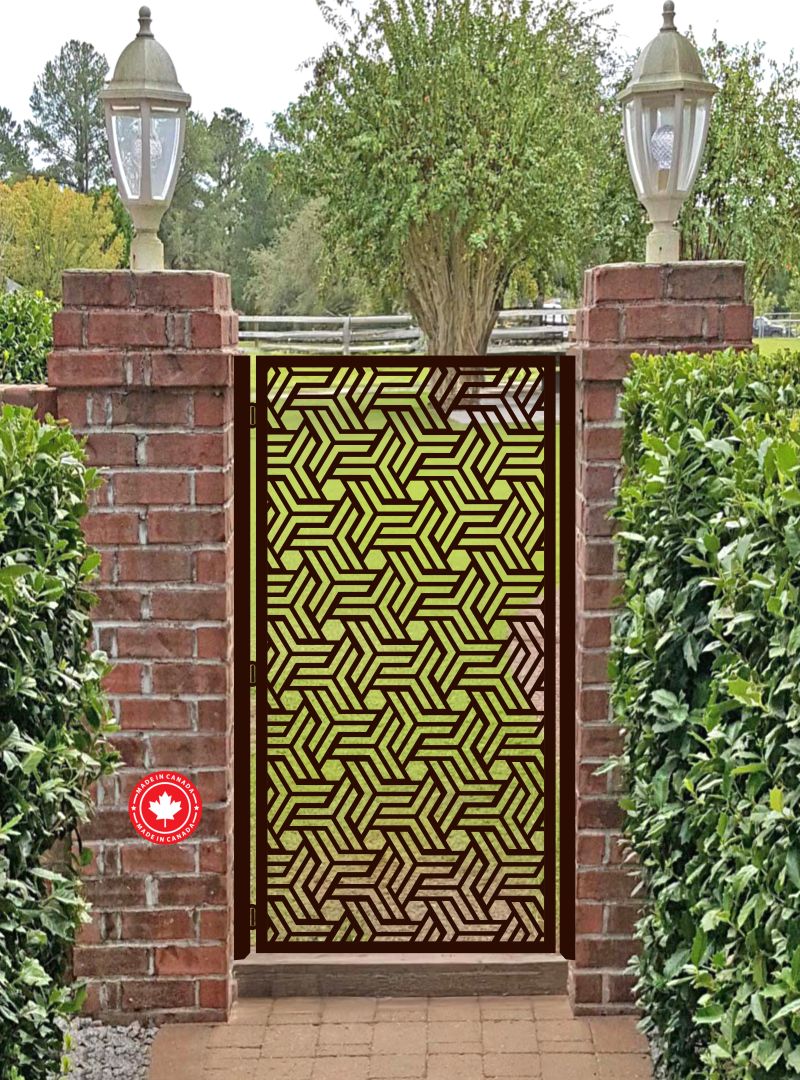 Geometric Laser-Cut Steel Entry Gate-Decorative Privacy Gate for Modern Homes